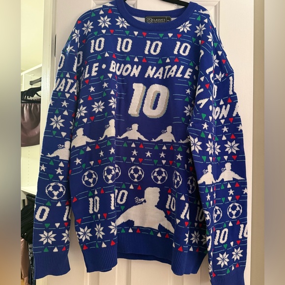 Classic Football Shirts Italy Roberto Baggio 10 Buon Natale Xmas Sweater XXL New - Picture 1 of 9